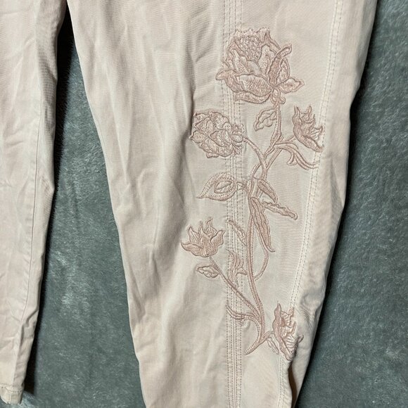 Chicos 1 Women Embroidered Utility High Rise Straight Leg Ankle Pants 8 Pink - Picture 4 of 12